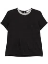 Zimmermann Womens Black Crush Embellished Linen-jersey T-shirt In Black