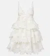 Zimmermann Crush Tiered Ruffled Lace-trimmed Linen And Silk-blend Mini Dress In White