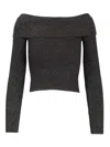 Zimmermann Crush Off-the-shoulder Cropped Metallic Stretch-knit Top In Gray