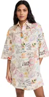 Zimmermann Dear Diary Print Linen Shirtdress In Dear Diary