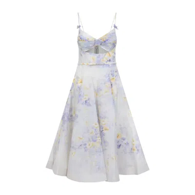 ZIMMERMANN ZIMMERMANN CRUSH TWIST FRONT LILAC LINEN MIDI DRESS