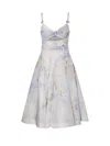 Zimmermann Crush Belted Twist-front Embellished Floral-print Linen And Silk-blend Organza Midi Dress