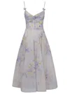 Zimmermann Crush Belted Twist-front Embellished Floral-print Linen And Silk-blend Organza Midi Dress In Lilacfloral