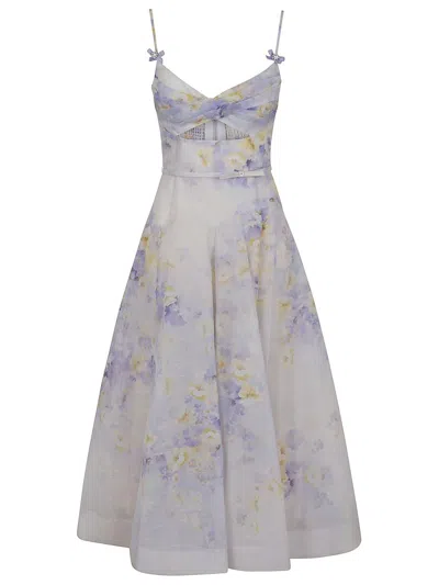 ZIMMERMANN PRINTED LINEN BLEND CRUSH DRESS