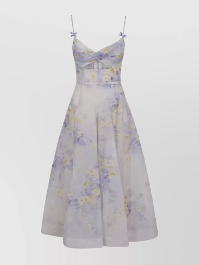 Zimmermann Crush Midi Dress In Neutrals