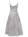 Zimmermann Crush Belted Twist-front Embellished Floral-print Linen And Silk-blend Organza Midi Dress In Pink