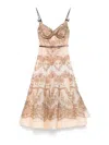 Zimmermann Crush Twist Front Midi Dress In Pink