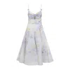 Zimmermann Crush Belted Twist-front Embellished Floral-print Linen And Silk-blend Organza Midi Dress In Multicolor