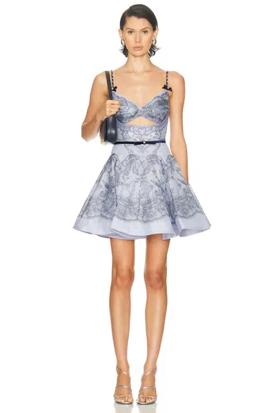 Zimmermann Crush Twist Sleeveless Mini Dress In Blue