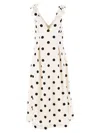Zimmermann Polka-dot Bow-detail Linen Midi Dress In Multi