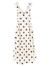 Zimmermann Polka-dot Bow-detail Linen Midi Dress In White