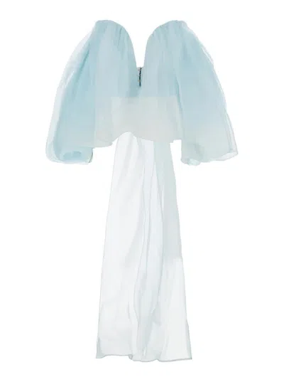 Zimmermann 'crush' Light Blue Top With Boned Bodice And Rear Tie Closure In Silk Woman In White