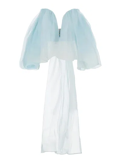 ZIMMERMANN CRUSH LIGHT BLUE TOP WITH BONED BODICE AND REAR TIE CLOSURE IN SILK WOMAN