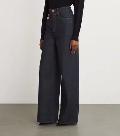 Zimmermann Crush Rigid High-rise Straight-leg Jeans In Dark Wash