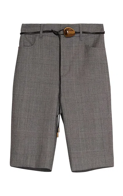 Zimmermann Crush Wool-blend Shorts In Grey