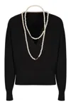 Zimmermann Crush Necklace-detailed Merino Wool Sweater In Black
