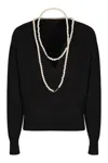 Zimmermann Crush Necklace-detailed Merino Wool Sweater In Black