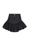 Zimmermann Crush Denim Frill Mini Skirt Night Sky In Blue