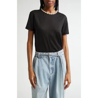 ZIMMERMANN ZIMMERMANN CRYSTAL & SHELL EMBELLISHED LINEN T-SHIRT