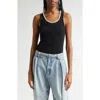 Zimmermann Crystal & Shell Embellished Stretch Cotton Rib Tank In Black