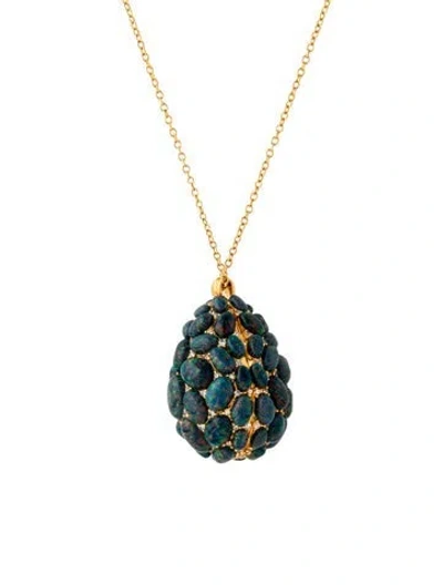 Pre-owned Zimmermann Crystal Austral Statement Charm Necklace, 23.5" In Blue/clear