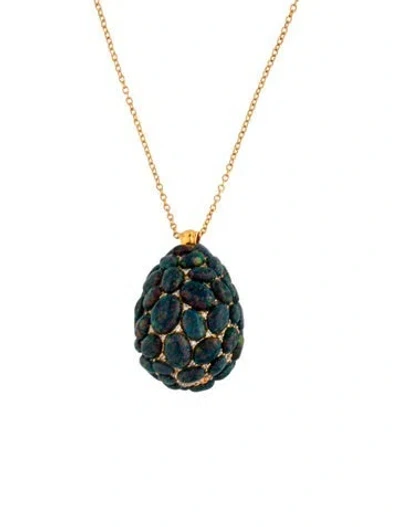 Pre-owned Zimmermann Crystal Austral Statement Charm Pendant Necklace, 23" In Blue