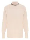 Zimmermann Crystal-embellished High-neck Sweater In Pink