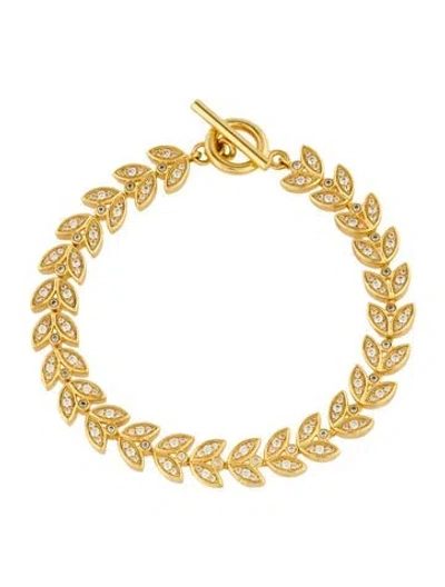 Pre-owned Zimmermann Crystal Leaf Link Bracelet, 6.75" In Multi