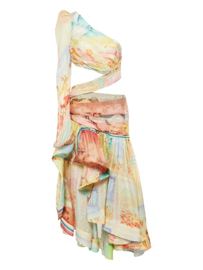 Pre-owned Zimmermann Cut-out Graphic-print Dress