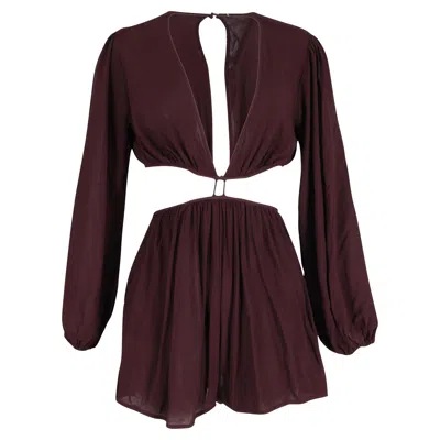 Zimmermann Cutout Playsuit In Burgundy Cotton In Red ModeSens
