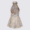 Zimmermann Daylight Belted Printed Linen Halterneck Playsuit In Multi