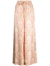 Zimmermann Damask-print Silk Palazzo Trousers In Neutrals