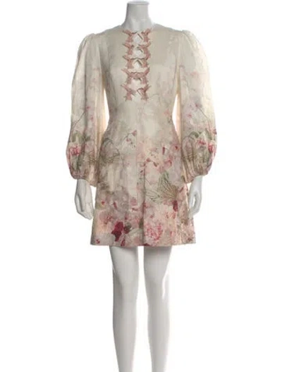 Pre-owned Zimmermann Dancer Hummingbird Mini Dress In Neutral