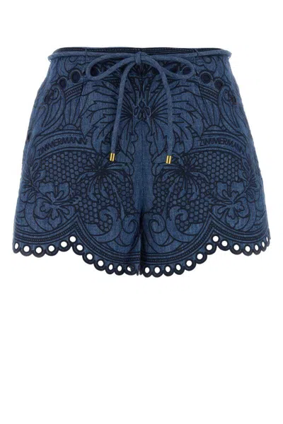 Zimmermann Dark Blue Linen Shorts