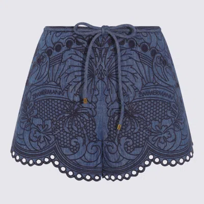 Zimmermann Dark Blue Linen Shorts