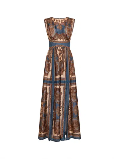 ZIMMERMANN DARK BLUE PAISLEY-PRINT SILK HABOTAI MAHON MAXI DRESS