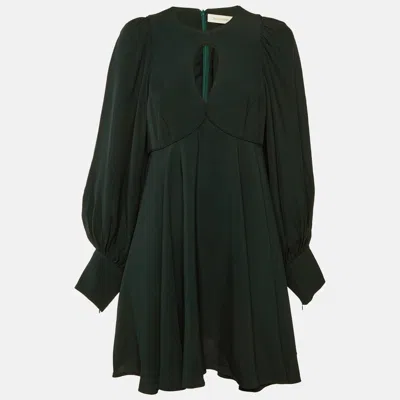 Zimmermann Dark Green Crepe Keyhole Detail Mini Dress
