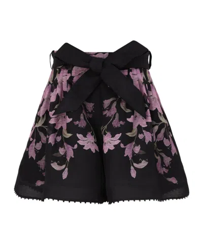 Zimmermann Dawning Pleated Linen & Silk Shorts In Black