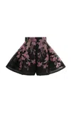 Zimmermann Dawning Belted Floral-print Linen And Silk-blend Shorts In Black