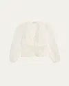Zimmermann Dawning Beaded V-neck Blouse In Off-white