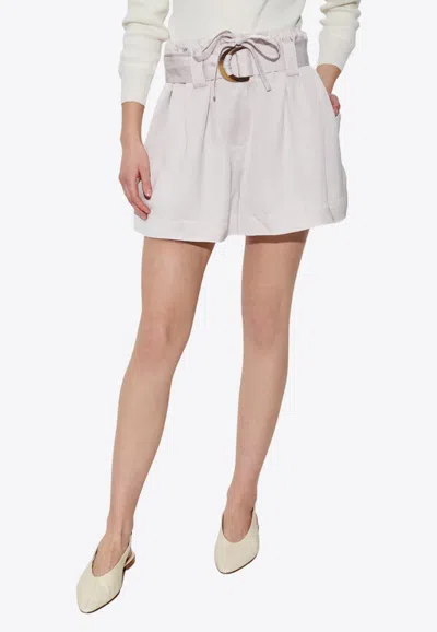 Zimmermann Dawning Belted Cargo Shorts In Gray