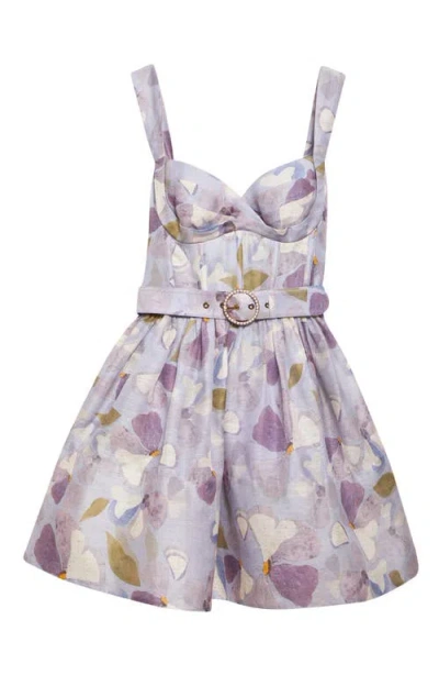 ZIMMERMANN ZIMMERMANN DAWNING BELTED LINEN & SILK BUSTIER MINIDRESS