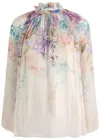 Zimmermann Multicolour Floral Top With High Neckline And Tie Detail In Multicoloured 1