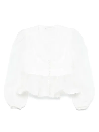 Zimmermann Dawning Beaded V-neck Blouse In Animal Print