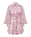 Zimmermann Short Printed Jacket Dress With Belted Waist In Multi