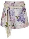 Zimmermann Dawning Printed Silk Flat Front Shorts In Multicolor