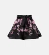 Zimmermann Dawning Belted Floral-print Linen And Silk-blend Shorts In Black Lily