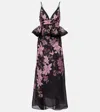 Zimmermann Dawning Bead-embellished Floral-print Linen And Silk-blend Peplum Maxi Dress In Black