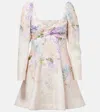 Zimmermann Dawning Mini Dress With Floral Print In Multi Hydrangea
