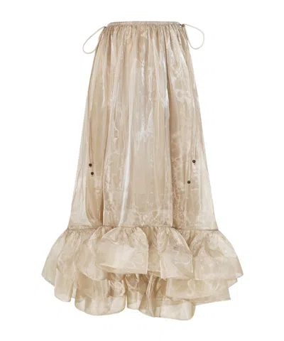 Zimmermann Dawning Flounce Maxi Skirt In Nude